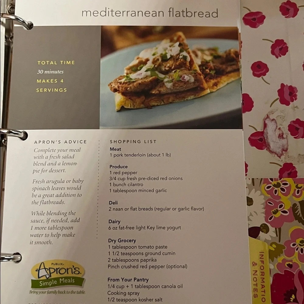 Vera Bradley Floral Notebook with Pink and Yellow Accents Cookbook Recipes